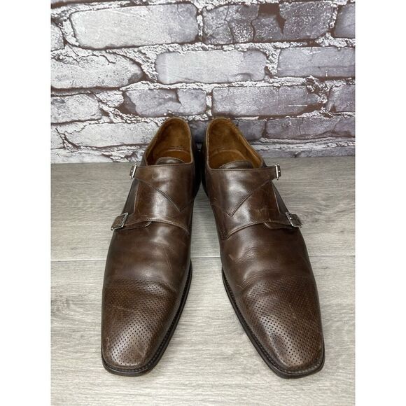 Massimo Matteo Dark Brown Leather Double Strap Monk Dress Shoes Men 14M US/47EU main image 11